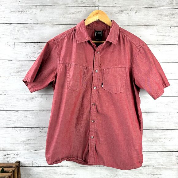 The North Face Other - The North Face Short Sleeve‎ Button up Shirt Mens Red Size Medium Metallic